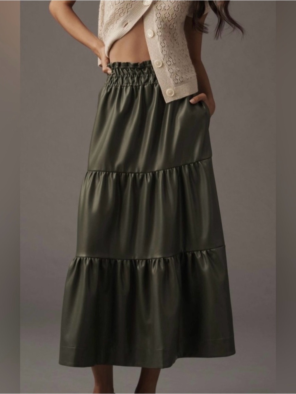 Anthropologie The Somerset Maxi Skirt: Faux Leather Edition Faux Leather Maxi